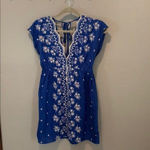 Forever 21 Blue Embroidered Dress Sz S